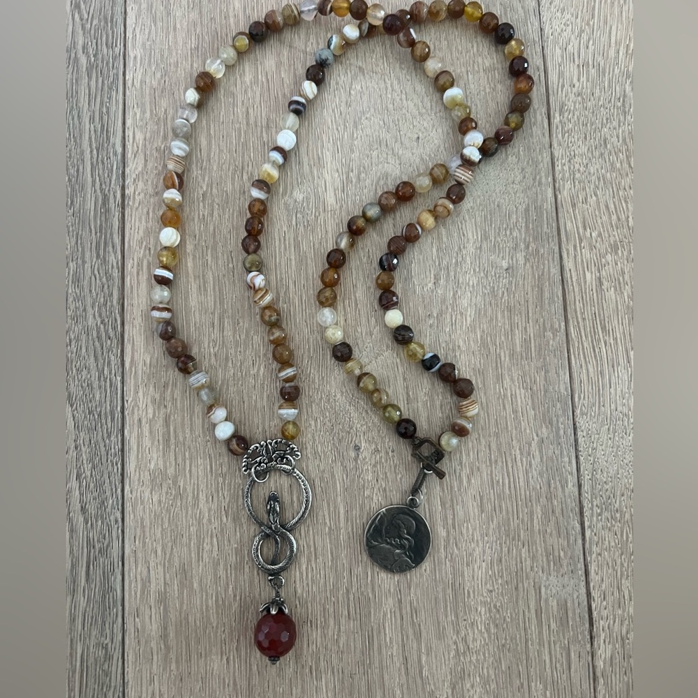 Love Heals Snake Beaded Sterling Silver Necklace